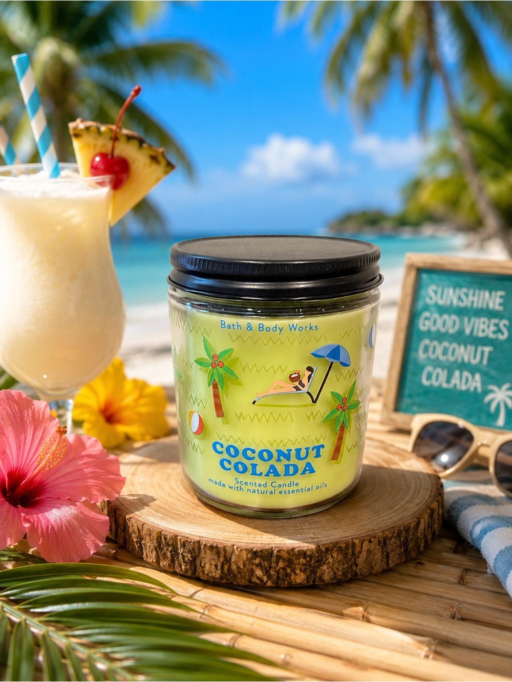 Bath & Body Works Coconut Colada Single Wick Candle Tropical Summer Scent NWT